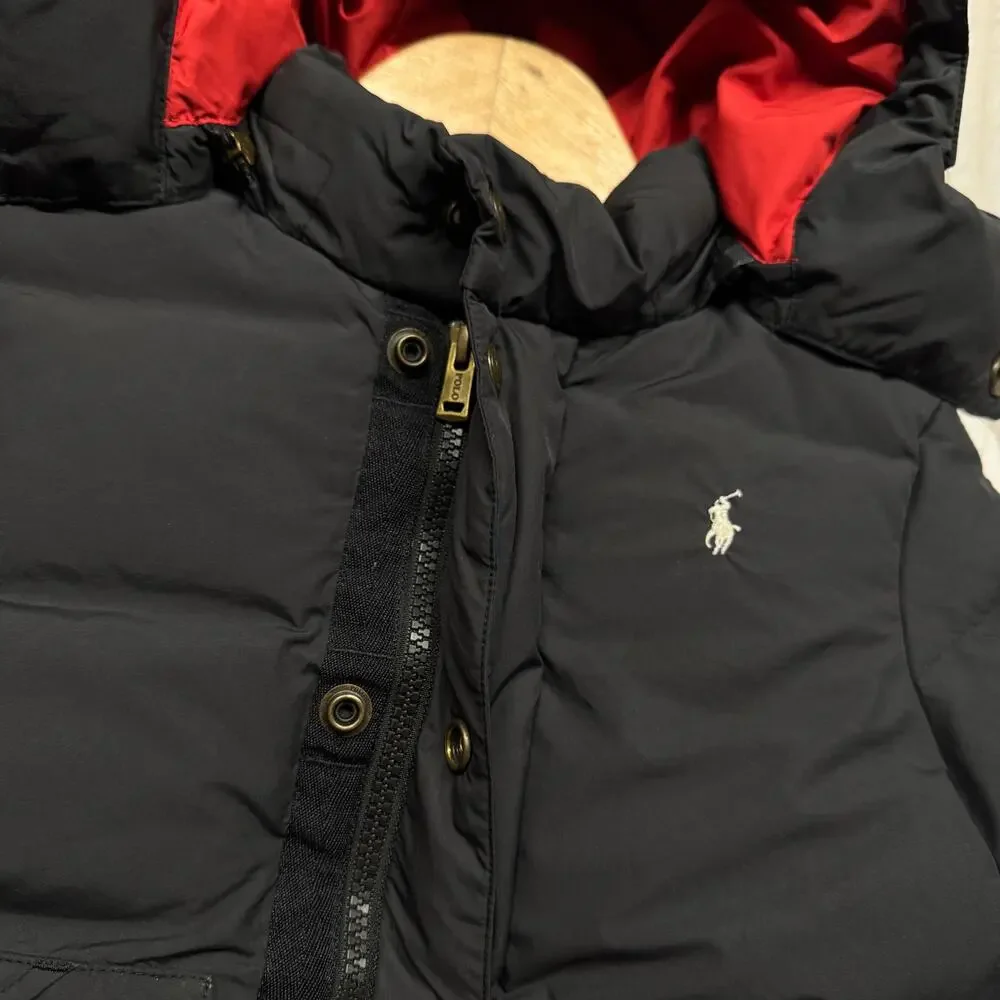 Polo Ralph Lauren Boy Size 4/4T Removable Hood Puffer Duck Down Jacket Black